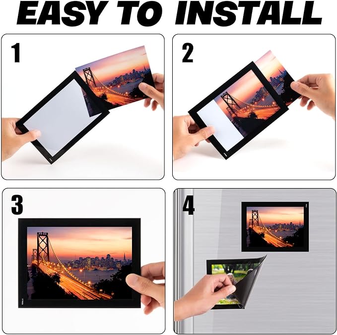 5X7 Magnetic Picture Frames for Fridge (20 Pack),Magnets Photo Pockets/Sleeves,Printing Black Border