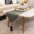 Avigers 12 x 78 Inch Decorative Luxury Abstract Striped Green Teal Table Runners with Tassels for Home Living Room Bedroom Art Decor Wedding