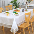White lace Premium Rectangle Farmhouse Tablecloth Waterproof OilProof SpillProof AntiShrink Soft Wrinkle Resistant Decorative Fabric Table Cover Kitchen Dinning Party Wedding Banquet