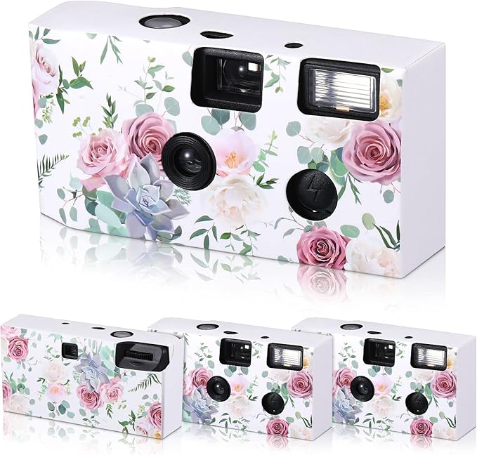 Zhengmy 4 Pack Disposable Camera for Wedding,34mm Single Use Camera with Flash One Time for Gathering Wedding Anniversary Travel Party Supply(Vibrant Style, Color Film)