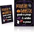 Photo Booth Sign with Stand Retro Background Table for Halloween Indoor and Outdoor Party Theme Event Photography Props Desktop Decoration Supplies