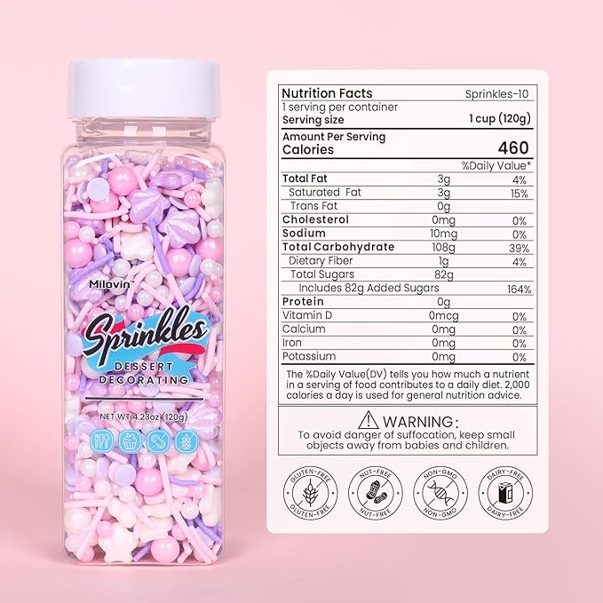 Edible Seashell Sprinkles for Cake Decorating, Seashells Cake Decorations Mix, White Pink Pearl Sprinkles, Jimmy, Confetti, Perfect for Ocean Cake, Baking, Ice Cream, Macaron, Cookies, and Cupcake(120g/4.23oz)
