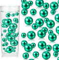 100PCS Green Faux Pearls Beads for Centerpiece Vases, Vase Filler Faux Pearls, No Holes Filler Beads for Party Anniversary Birthday Wedding Table Decor, 14/20/30mm