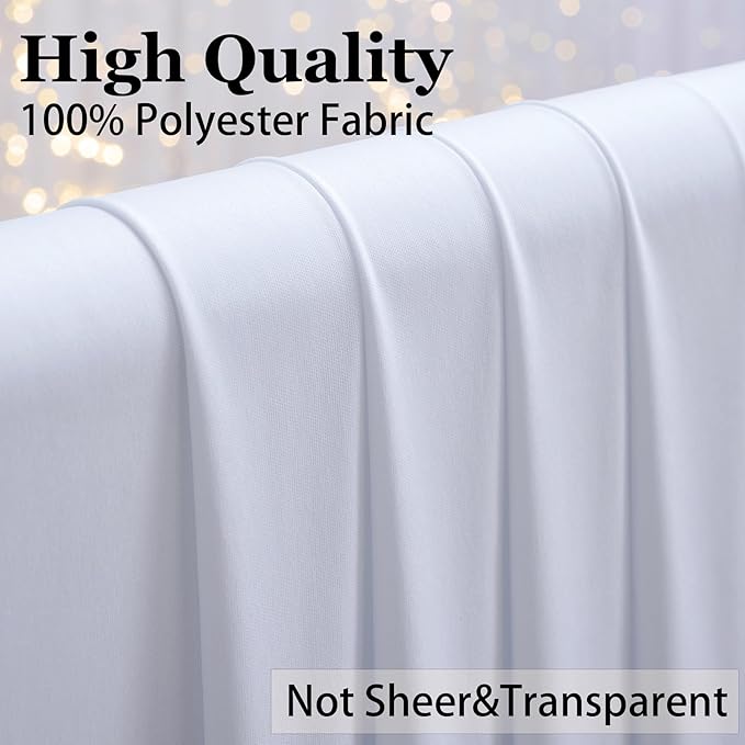 20×12ft White Wrinkle Free Backdrop Curtain for Wedding Parties, 4 Panels 5×12 ft Long Soft Silky Washable Polyester Photo Backdrop Drapes for Birthday Baby Shower Photography Background Cloth