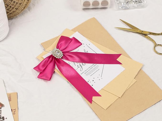 Rose Red Satin Ribbon 1 inch X Continuous 100 Yards, Single Face Polyester Ribbon Perfect for Gift Wrapping, Flower Bouquet, Wedding Decor, Crafts, Bow Making, Sewing and More