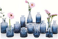 Navy Blue Glass Bud Vases Set of 12, Mini Flower Vase for Centerpieces, Small Glass Vases in Bulk for Wedding Decorations, Vintage Vase Bridal Shower, Party, Graduation, Home Table Décor