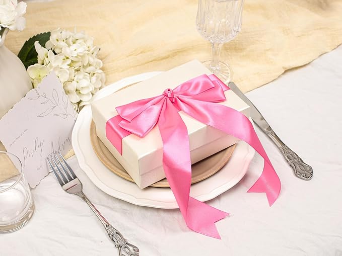 Hot Pink Satin Ribbon 1-1/2 inch X Continuous 50 Yards, Single Face Polyester Ribbon Perfect for Gift Wrapping, Flower Bouquet, Wedding Decor, Crafts, Bow Making, Sewing and More