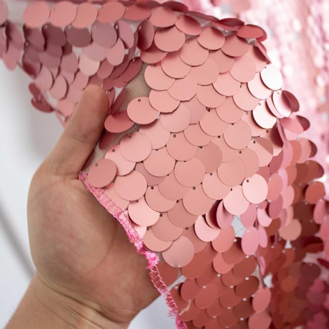 JYFLZQ Pink Payette Sequin Backdrop Curtains 8ft x 8ft 1 Panel Large Shimmer Wall Backdrop Big Sequin Background Drapes Thick Glitter Photo Booth Backdrops for Parties