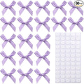 60pcs 1.7" Mini Lavender Ribbon Bows Decor – Small DIY Satin Light Purple Bows for Crafts, Little Bows for Gift Wrapping, Tiny Bow Stickers for Note Card Baby Shower cake and Candle Decorations