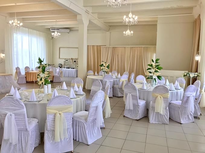 100 PCS Satin Chair Sashes Decorative Bow Chair Sashes Ties Chairs Ribbon Bows Seat Cover Band for Wedding Birthday Party Ceremony Reception Hotel Banquet Events Home Kitchen Decor(7x108Inch,Ivory)