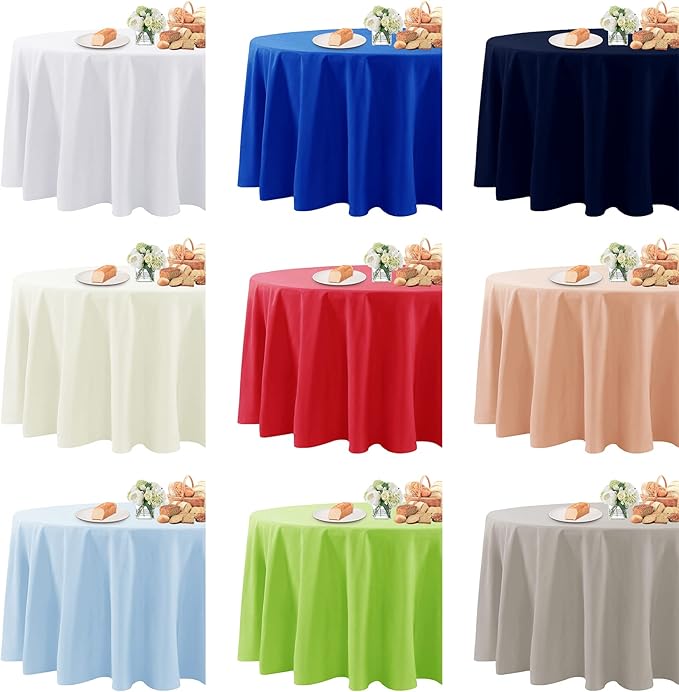 Fokitut 2 Pack Waterproof Round Tablecloth, 60 Inch, Stain Resistant and Wrinkle Polyester Table Cloth, Fabric Table Cover for Kitchen Dining, Wedding, Party, Holiday Dinner-Red