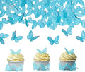 Edible Flowers Edible leaves &Edible butterflies Wafer Paper Cake Cupcake Toppers for Decorating Rice Paper Flower Food Decorations for Baking Girl Birthday Party Mix Size Color (Blue butteflies 60)