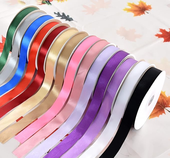 TONIFUL 1 Inch x 100yds Gold Satin Ribbon, Thin Solid Color Satin Ribbon for Gift Wrapping, Crafts, Hair Bows Making, Wedding Party Decoration, Invitation Cards, Floral Bouquets, Christmas