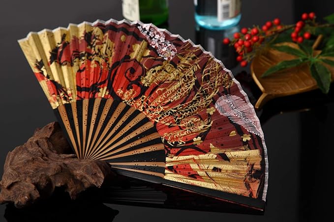 Terra Distribution Folding Fan [Japan Import] Hand Fans for Women Foldable, Japanese Fan, Unique Design, Handmade Bamboo, Silk Fan, 8.6" (22cm), Abanicos de Mano (347 (Crane, Pine Tree))