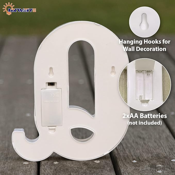 LED Marquee Letters Lights Sign-Q, HXWEIYE Led Letters Lights 26 Alphabet, Light Up Number 0-9 Letters Sign for Party Home Birthday Anniversary Battery Powered Lighted Letters(Warm White)