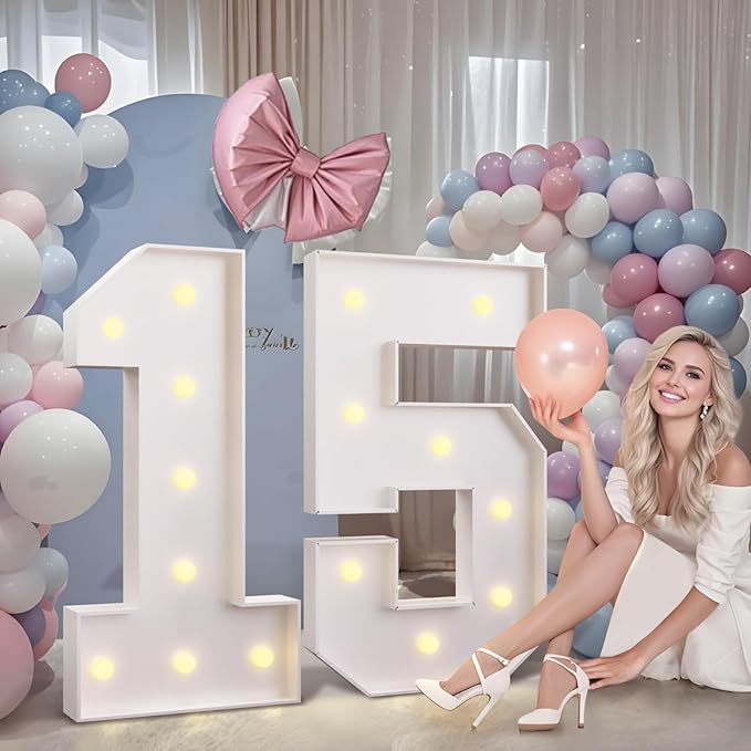 imprsv 3FT Marquee Numbers 13, Light Up Numbers for 13th Birthday Decorations Anniversary Party Decor, Number 13 Light Up Number, Pre-Cut Foam Board Kit