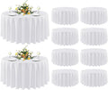 sancua 10 Pack Round Tablecloth White 90 Inch - Stain and Wrinkle Resistant Table Cloth, Washable Polyester Table Cover for Dining Tables, Buffet Parties and Camping