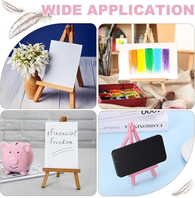 MECCANIXITY Mini Plastic Display Easels, 6.3"x3.4"A-Frame Plastic Painting Tabletop Easels Holder Stand for Photos Cards Artists Beginners Displaying Small Canvases Art(Pack of 12, Red)
