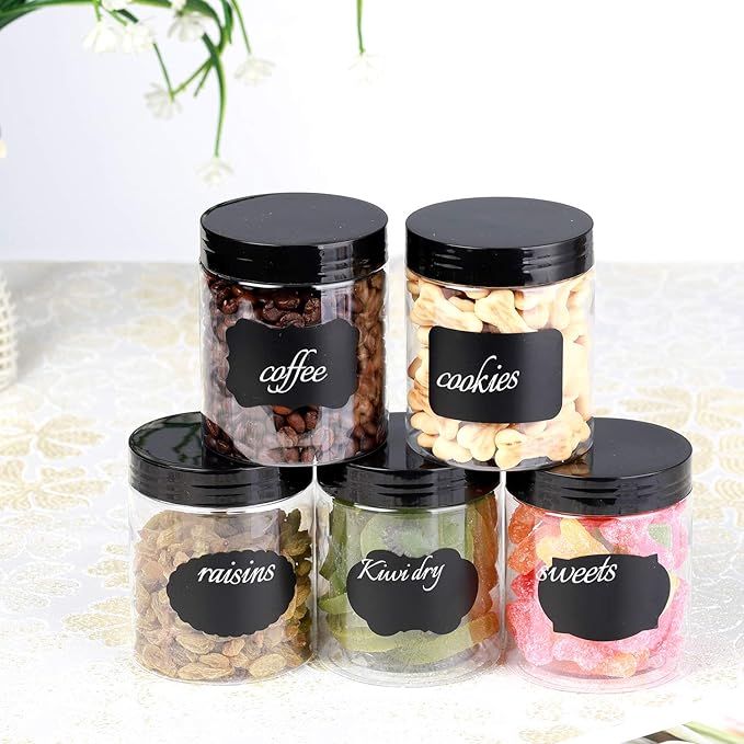8 OZ Plastic Jars with Lids, 24 Pack Clear Plastic Slime Containers for Kitchen and Household Food Storage of Dry Goods, Creams and More, BPA Free
