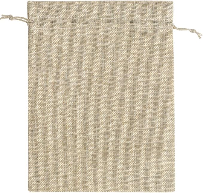 Lucky Monet 25/50/100PCS Burlap Gift Bags Wedding Hessian Jute Bags Linen Jewelry Pouches with Drawstring for Birthday, Party, Wedding Favors, Present, Art and DIY Craft (25Pcs, Cream, 7” x 9”)