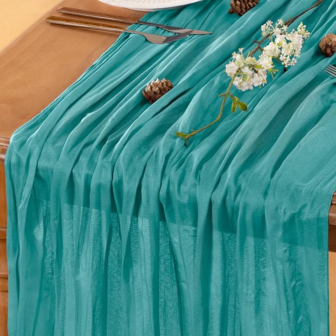 Teal Table Runner Cheesecloth Table Runners 10FT Farmhouse Table Runners 120 Inches Fall Table Decor Dining Room Centerpiece Wedding Boho Baby Shower Birthday