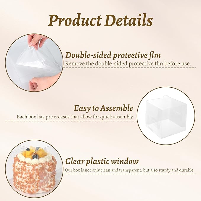 2 inch Clear Cake Boxes 30 Pack - Transparent Bakery Boxes with Handles for Cupcakes, Donuts, Chocolates & Party Treats - Perfect for Weddings, Birthdays (2 inch/30 pcs)