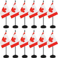 12 Pack Canada Desk Flags, Canadian Desktop Flag, Small Miniature Office Flags with 12" Black Pole and Black Base, Offices, Classroom, Home, Festival Decoration (Canada)