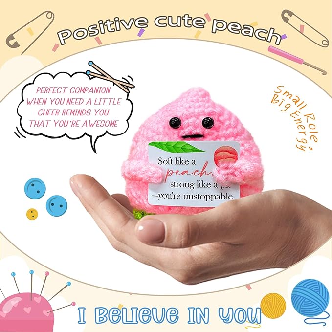 Emotional Support Crochet Peach,Lovely Gift for Friends,Mom,Dad,Grandpa,Grandma,Colleagues,Classmates,Graduation Gift,Emotional Support Crochet,Home Office Decoration