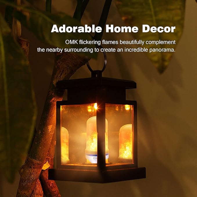 OMK 4 Pack Flickering Light Bulbs - Sunlight LED Flame Effect Light Bulbs with 4 Modes for Indoor/Outdoor Decor & Holiday Gifts