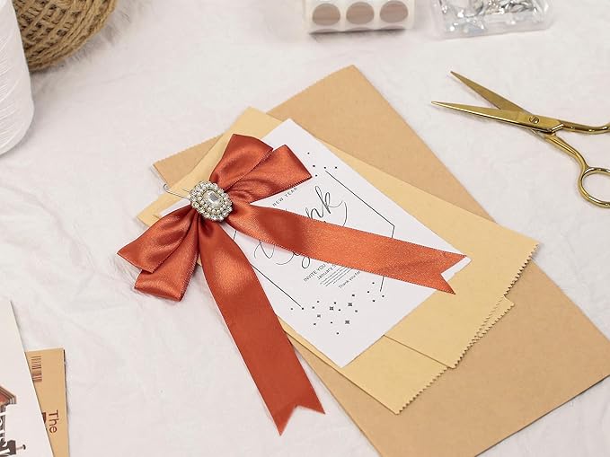 Copper Satin Ribbon 1 inch X Continuous 100 Yards, Single Face Polyester Ribbon Perfect for Gift Wrapping, Flower Bouquet, Wedding Decor, Crafts, Bow Making, Sewing and More