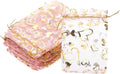PATIKIL 100 Pcs 4x6 Inch Heart Printed Organza Bags, Pink Sheer Heart Organza Bags with Drawstring for Christmas Candy Jewelry Party Wedding Favor Gift