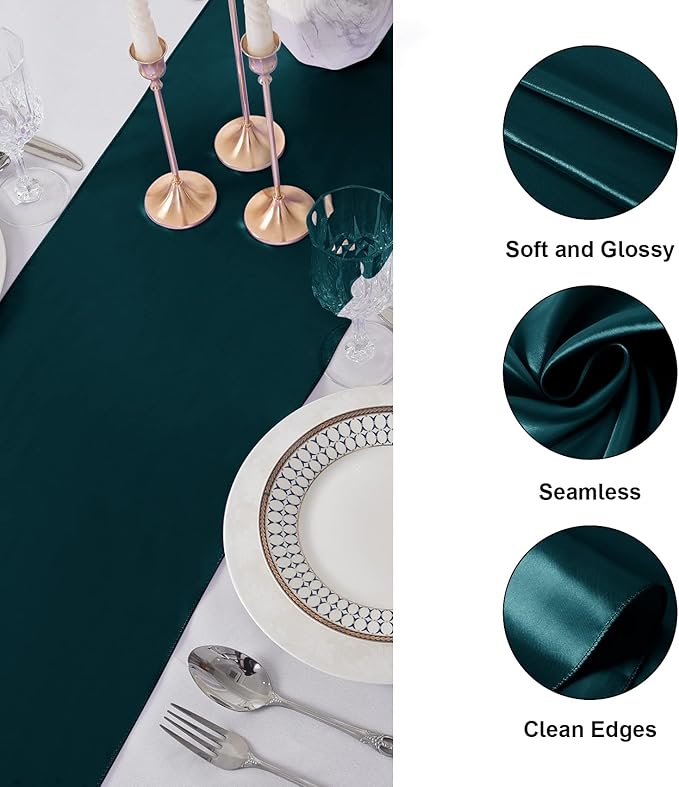 24Pack Table Runner 12 x 108 Inches Satin Silk Table Runner for Wedding, Birthday Party, Banquets, Graduations Decoration, fit Rectange and Round Table-Hunte