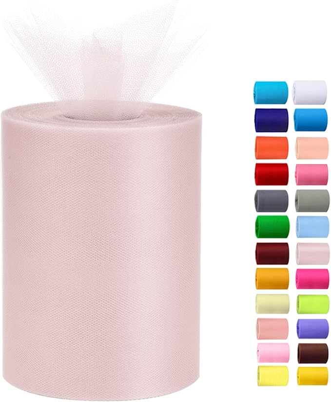 Tulle Rolls 6” by 100 Yards (300 feet) Tulle Roll Spool Fabric for DIY Tutu Skirts Wedding Baby Shower Crafts Decorations Party Supplies(Aqua Pink)