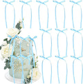 Ephlyn 30Pcs Bow Cupcake Toppers Valentine's Bowknot Ribbons Coquette Bow High Footed Cup Balloon Wall Party Decorations Cake Dessert Picks Baby Girl Birthday Wedding Party Supplies Lake Blue