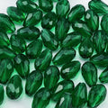 130pcs 6x8mm Teardrop Crystal Glass Beads for Jewelry Making, Faceted Vertical Hole Teardrop Glass Spacer Beads for Wind Chimes Bracelet Earring Necklace DIY Craft(Peacock Green)