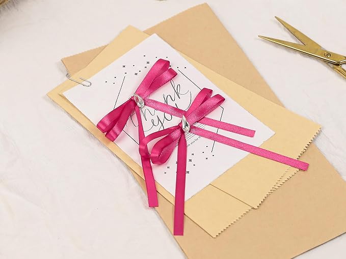 Rose Red Satin Ribbon 1/4 inch X Continuous 100 Yards, Single Face Polyester Ribbon Perfect for Gift Wrapping, Flower Bouquet, Wedding Decor, Crafts, Bow Making, Sewing and More