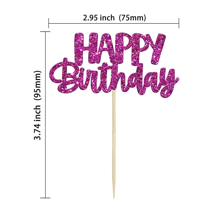 Gyufise 24Pcs Happy Birthday Cupcake Toppers Glitter Birthday Cupcake Food Picks for Celebrating Purple Theme Party Cake Decorations Supplies Purple