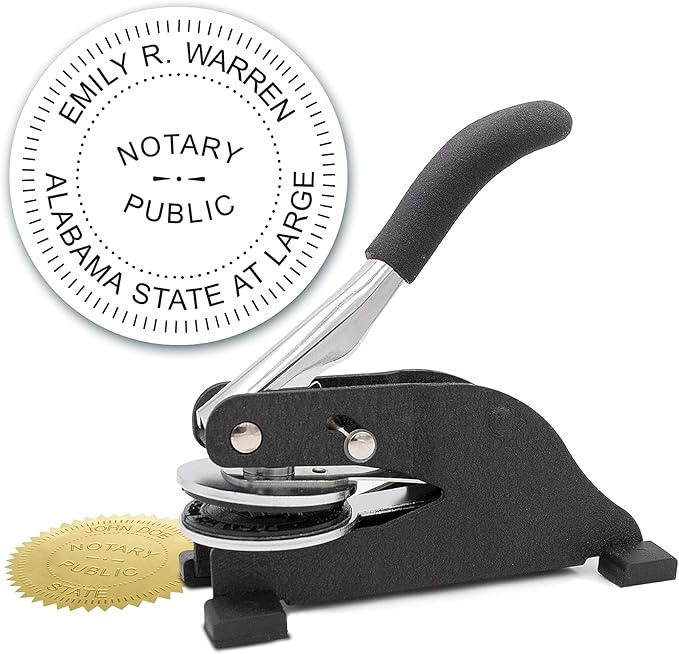 MaxMark Notary Seal Round Desk Embosser for Alabama State - Includes Gold Burst Seal Labels (50 Count)