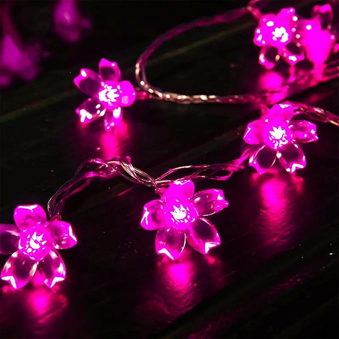 Hot Pink Aesthetic Flower Lights String Indoor Decorations, 33Ft 100 LED Decorative Tree Bedroom Window Hanging Fairy Cherry Blossom Lights for Valentine's Day, Wedding Party, Christmas Decor