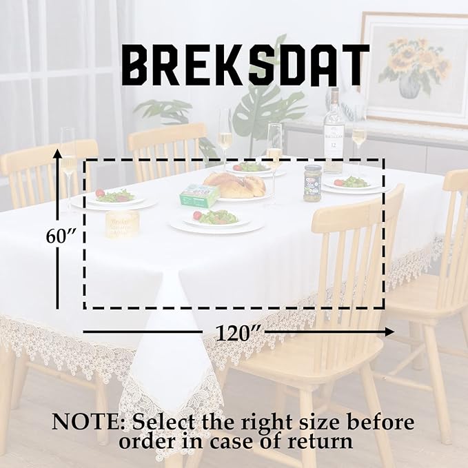 Beige lace Premium Rectangle Farmhouse Tablecloth Waterproof OilProof SpillProof AntiShrink Soft Wrinkle Resistant Decorative Fabric Table Cover Kitchen Dinning Party Wedding Banquet