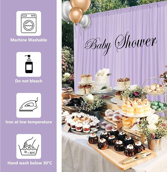MYSKY HOME 10ft x 7ft Curtains Backdrop Curtains for Parties Light Purple Background Curtains Drapes Wedding Curtains Stage Curtains Rod Pocket Drapes Backdrop for Baby Showers, 5ft x 7ft, 2 Panels