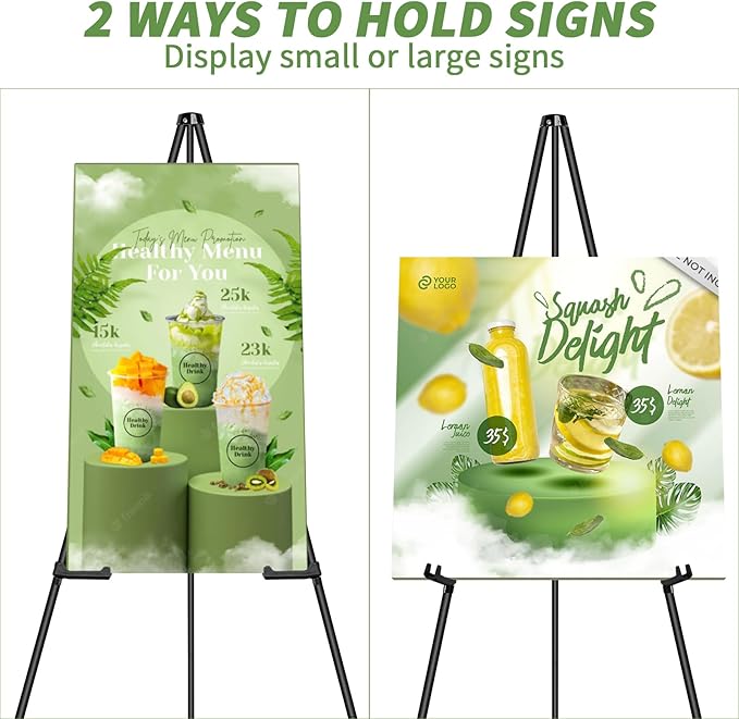 PUJIANG 3 Pack Easel Stand for Display,63" Easels for Playing Pictures, Easels for Signs, Metal Art Easels for Painting, Poster Sign Holder, Floor Display Stand for Wedding Sign with a Carrying Bag