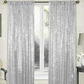 Silver Sequin Backdrop Curtains - 2 Panel 2FTx8FT Glitter Drapes for Wedding, Birthday, Bridal Party