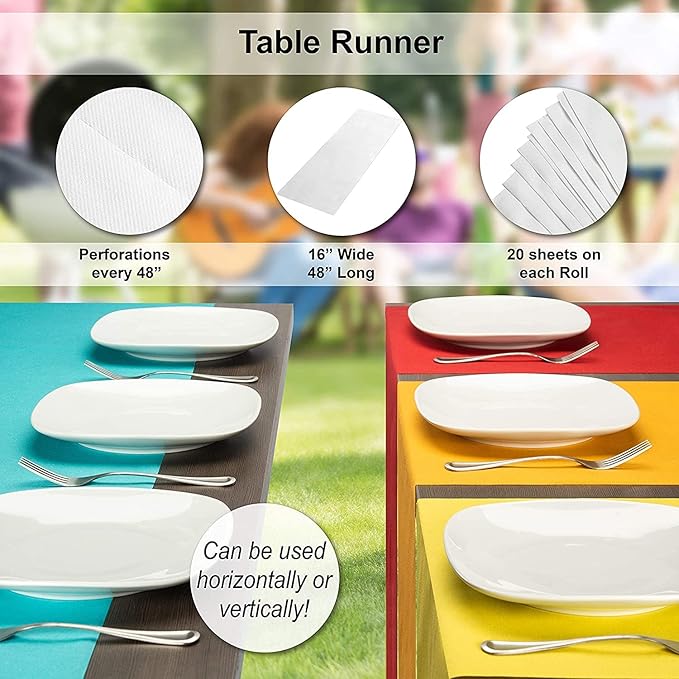 American Homestead Paper Table Runner Roll - 78 ft. Disposable Linen-Like Table Cover Roll - 20 Perforated Table Runners (16" x 48") for Parties, Weddings, and Events - Burgundy