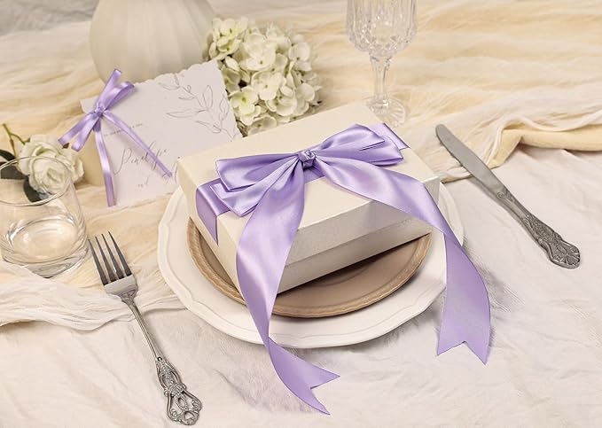 Lavender Satin Ribbon 1-1/2 inch X Continuous 25 Yards, Single Face Polyester Ribbon Perfect for Gift Wrapping, Flower Bouquet, Wedding Decor, Crafts, Bow Making, Sewing and More