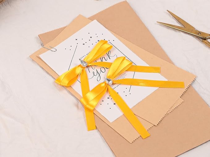Yellow Satin Ribbon 3/8 inch X Continuous 50 Yards, Single Face Polyester Ribbon Perfect for Gift Wrapping, Flower Bouquet, Wedding Decor, Crafts, Bow Making, Sewing and More