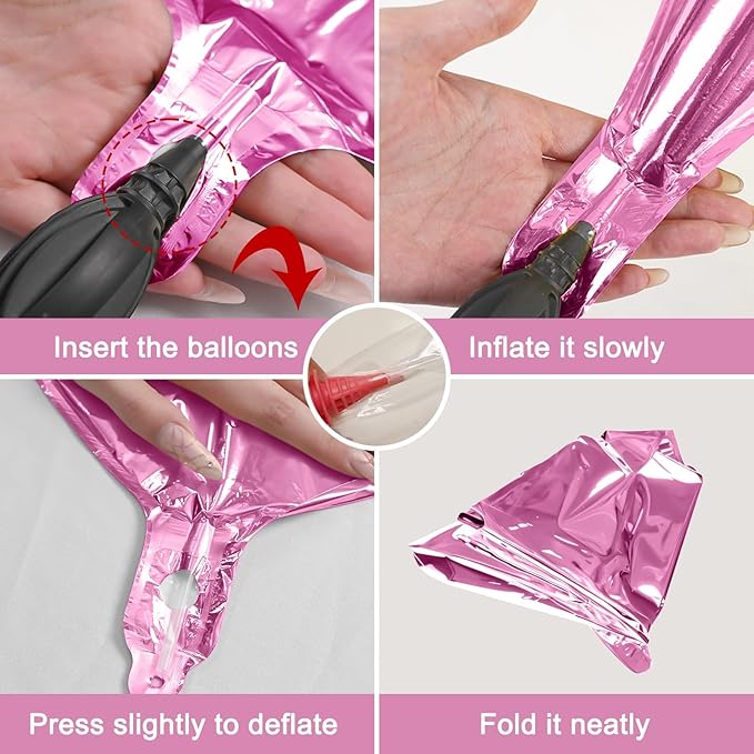 12Pcs Pink Round Foil Balloons, 22" 15" 10" 4D Helium Ball Balloon, Metallic Pink Foil Balloon for Birthday Graduation Wedding Anniversary New Year Eve Disco Prom Party Decorations