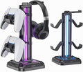 KDD RGB Headset Stand with 9 Light Modes - Controller Holder for Desk - Rotatable Headphone Stand & Detachable Controller Hook for PC Earphone Accessories(Black)