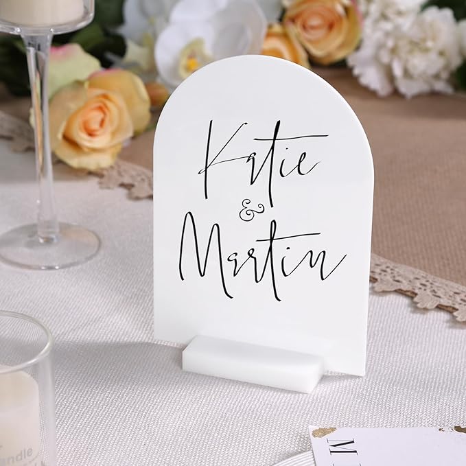 UNIQOOO 20 Pcs Acrylic 5x7 White Arch Table Sign for Wedding, 1/8 in Thick, DIY Blank Arch Sign Sheet Perfect for Decoration, Party,Anniversary, Event, Base NOT Included