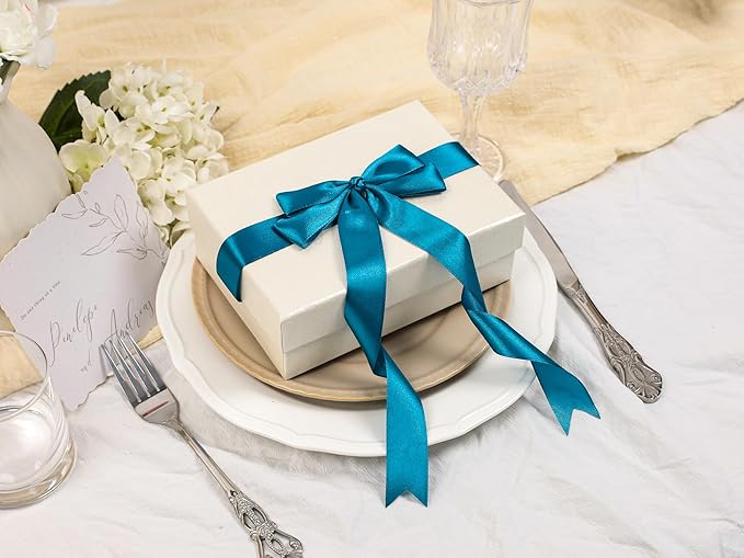 Turquoise Satin Ribbon 1 inch X Continuous 25 Yards, Single Face Polyester Ribbon Perfect for Gift Wrapping, Flower Bouquet, Wedding Decor, Crafts, Bow Making, Sewing and More